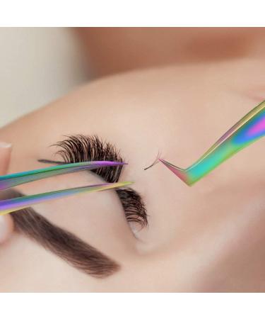 Eyelash Extension Tweezers Kit - Fangze 7 Pcs Rainbow Stainless Steel Set with Case - Buy Online on GoSupps.com