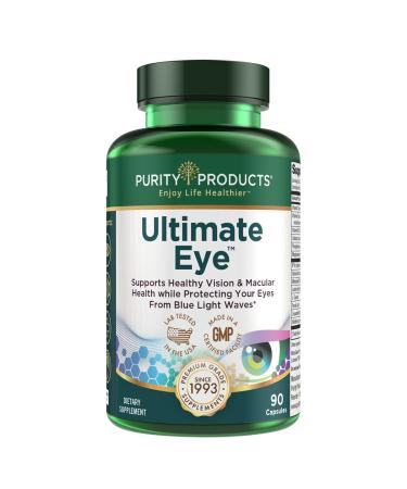 Ultimate Eye Support by Purity Products - 10 mg of Lutein w/Lutemax 20/20 100 mg of Alpha Lipoic Acid 2 mg Zeaxanthin Eye Vitamins - Clinically Studied - Blue Light Wave Protection - 90 Capsules