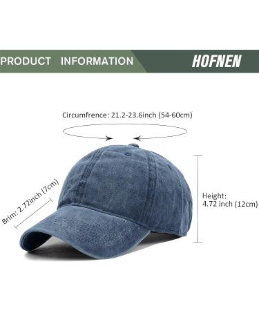 HOFNEN Washed Distressed Twill Cotton Baseball Cap Vintage Dad Hat - Navy - Buy Online on GoSupps.com