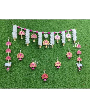 Rani Pink lotus decor set lotus/jasmine lotus toran/pichwai cow hangings/lotus cutouts backdrop diwali/navratri