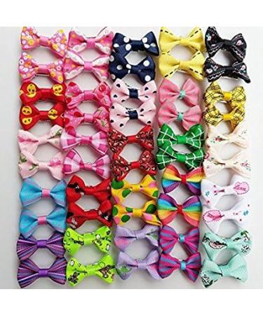 Chenkou Craft 50pcs/25pairs Puppy Yorkie Dog Hair Bows with Clips - Mix Colors & Patterns | Pet Grooming Accessories - Buy Online on GoSupps.com