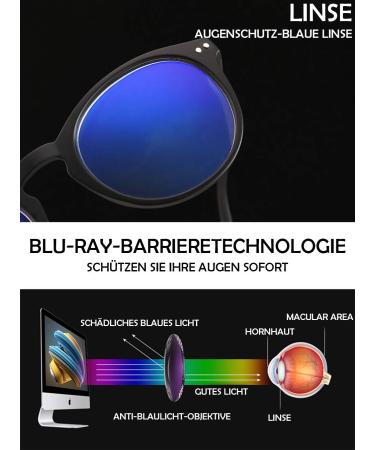 KOOSUFA Anti-Blue Light Reading Glasses - Retro Round Nerd Glasses for Men & Women - Spring Hinges Full Rim Strength 0.0 to 3.0 - Stylish & Anti-Fatigue Vision Aids - Buy Online on GoSupps.com