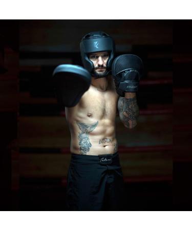 Kruzak Matte Black Boxing Gloves and Focus Mitts Set - 16 oz for Kickboxing, Muay Thai, MMA Training - Fitness Kit for Martial Arts - Buy Online on GoSupps.com