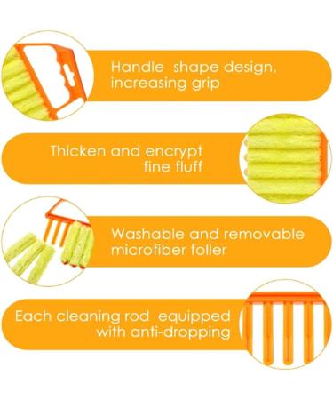 Daiilg 4Pcs Handheld Blind Cleaner Shutter Curtain Brush Dust Remover for Air Conditioning/Car Vent/Fan/Shutters-Orange&Yellow - Buy Online on GoSupps.com