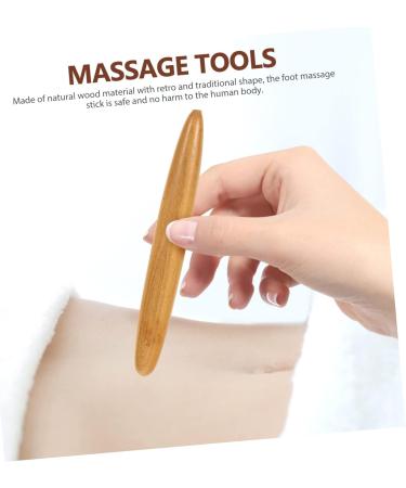 Orfofe 2-in-1 Acupressure Facial Tool | Wooden Reflex Zone Massage Tool for Foot Neck & Shoulder Relief | 11.5x1.5cm Light Brown - Buy Online on GoSupps.com