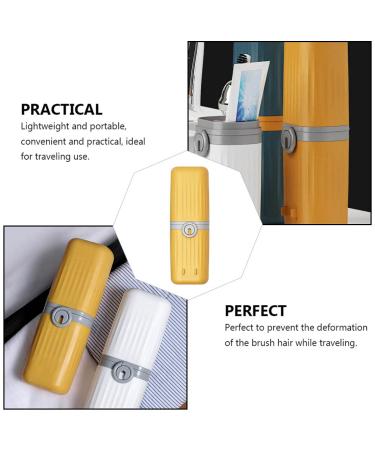 Portable Travel Toothbrush Set with Holder - Wall-Mounted Magnet Yellow | Toothpaste Cup & Outdoor Organizer - Buy Online on GoSupps.com