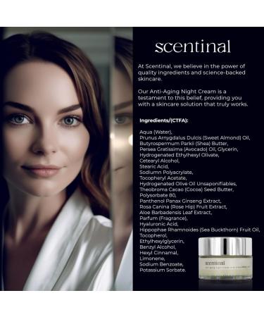 Scentinal Anti-Aging Night Cream with Hyaluronic Acid - Overnight Rejuvenation for Radiant Skin - 50ml/1.7oz | International Shipping Available - Buy Online on GoSupps.com