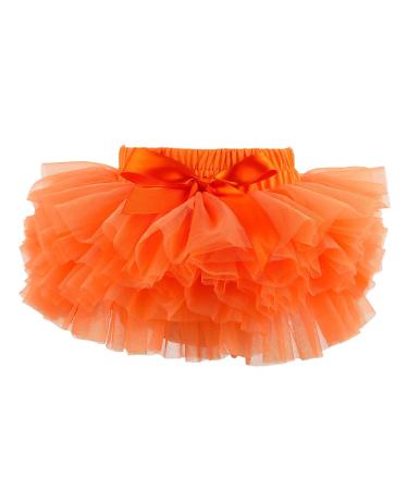 HOOLCHEAN Infant Toddler Baby Girls Super Soft Fluffy Tutu Skirt with Diaper Cover Bloomer 1-2 Years Orange