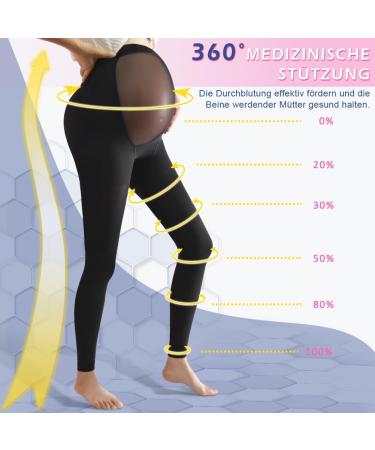 Buy Maternity Compression Tights - 20-30 mmHg Footless Class 2 Support Leggings with Elastic Button Tape & Abdominal Protection - Black XL | International Shipping Available - Buy Online on GoSupps.com