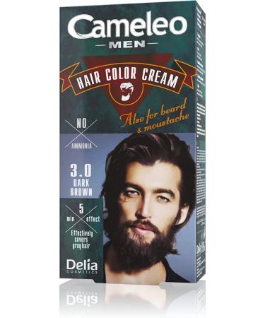 Cameleo Men - Permanent Hair Dye | Dark Brown Colour for Hair Beard & Moustache | Natural Colour Effect in 5 Minutes | Cover Grey Hair | Ammonia FREE | 30ml Dark Brown 1 Count (Pack of 1)