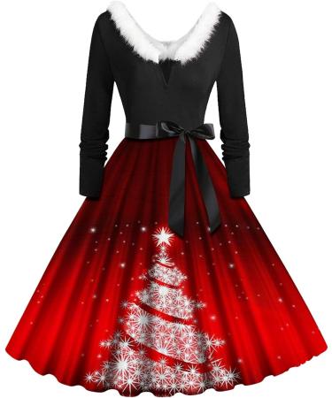 Festive Red Mini Dress for Women - Long Sleeve Winter Christmas Party Dress - Slim Fit A-Line Blouse - Buy Online on GoSupps.com