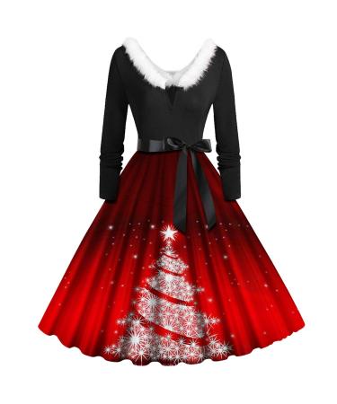 Hanxiulin christmas sweater clothing christmas long sweater for women long arm with Christmas motif women autumn and winter New long -sleeved Christmas casual attractive red l