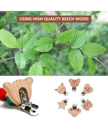 Premium Wood Pacifier Clips Set - 6 Stylish & Safe Baby Pacifier Clips for International Shipping - Buy Online on GoSupps.com