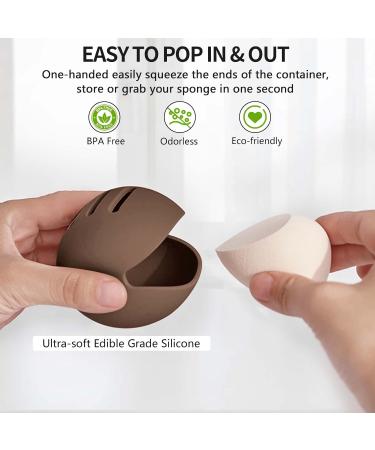 Fauxomor Makeup Sponge Storage - 2-Pack Breathable Silicone Beauty Blender Travel Bag for All Sizes - Sustainable Portable Cosmetic Tool Black & Coffee - Buy Online on GoSupps.com