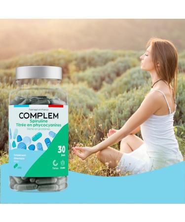 Spirulina Titled in Organic Phycocianins 1560mg per day - Rich in Protein & Iron - 12 Vitamins & Minerals - Made in France - 90 Capsules 1 Month Cure - Buy Online on GoSupps.com