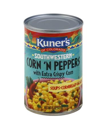 Kuner's Southwest  Canned Corn and Peppers (12 Pack), Vegetarian, Non-GMO, Natural Gluten-Free, Sourced and Packaged in the USA, 15 Ounce Can