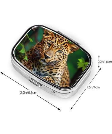 Wild Leopard Print 2 Compartment Small Pill Case | Cute Travel Pill Organizer & Purse Pill Box for Gifts - Buy Online on GoSupps.com