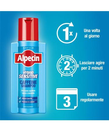 Alpecin Hybrid Coffein Shampoo 1 x 250 ml - Suitable for sensitive or itchy scalp this is the caffeine shampoo that prevents hair loss. - Buy Online on GoSupps.com