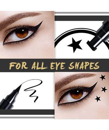 FATUXZ Double-headed Liquid Eyeliner Pen Stamp Set - Waterproof, Smudgeproof, Long Lasting - 4 Heart/Moon/flower/Star Shape Stamp Styles Included - Buy Online on GoSupps.com