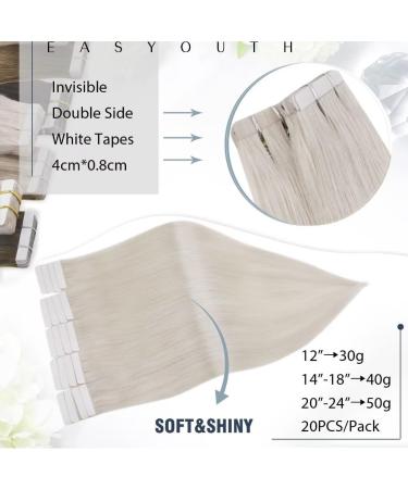 Easyouth Blonde Tape in Hair Extensions - 24 Inch White Blonde Human Hair Tape Ins - 50g 20Pcs #1000 - Buy Online on GoSupps.com