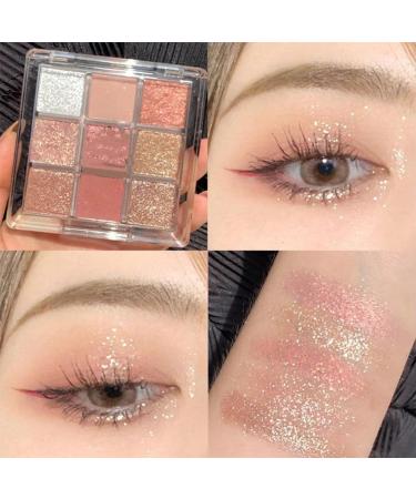  Srliya 9 Colors Matte Eyeshadow Palette Makeup Eyeshadow Palette with Shiny Sequins Waterproof and Durable Eye Cosmetic Set (1) - Buy Online on GoSupps.com