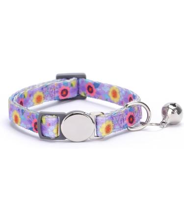 Moonpet Personalized Cat Necklace - Custom Name & Phone Number Safety Closure & Bell - Purple Flower Design - Buy Online on GoSupps.com