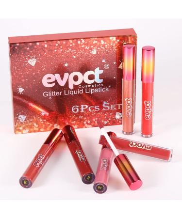 6Pcs Matte to Glitter Liquid Lipstick Set - Long Lasting 6 Color Kit for Women - Diamond Shiny Dark Red Pink Purple Glitter Sparkle Glossy Metallic Shimmer - Waterproof Lip Gloss (Pack of 1) - Buy Online on GoSupps.com