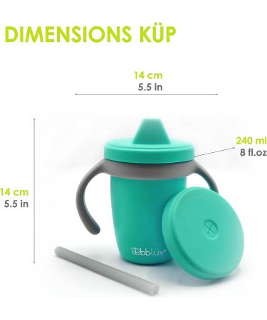 BBL v K p Silicone Toddler Straw Sippy Cup - 4-in-1 Spill Proof Cups for Kids - Aqua - Buy Online on GoSupps.com