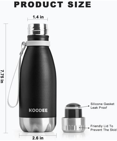 Koodee 9oz Small Stainless Steel Vacuum Insulated Water Bottle for Kids - Matte Black | Leak Proof & Double Wall Insulation - Buy Online on GoSupps.com