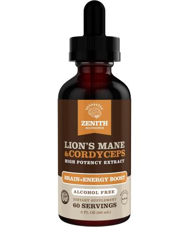 Zenith Nootropics Lion s Mane & Cordyceps Supplement Brain & Energy Support Focus Memory Clarity Immunity Vegan Alcohol-Free Tincture Up-to 2-Month Supply 2 fl oz - Buy Online on GoSupps.com