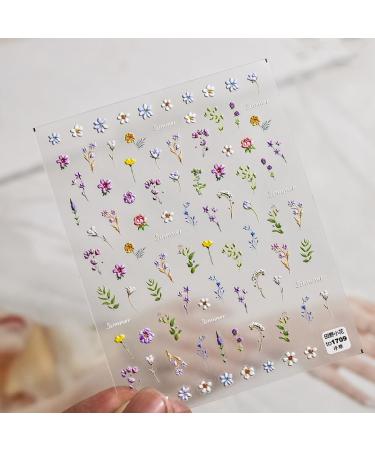 Flower Nail Stickers for Nail Art - 5D Embossed Summer Floral Decals | Self-Adhesive Nail Art Supplies & Manicure Sliders - Buy Online on GoSupps.com