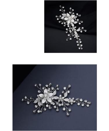 BSLVWG Flower Bride Wedding Hair Comb Slides Silver Crystal Hair Piece Bridal Hair Accessories for Women and Girls - Buy Online on GoSupps.com