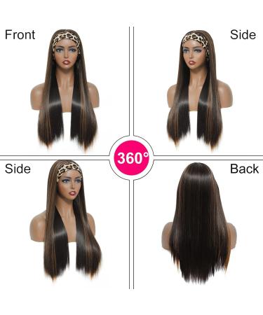 24 Nice One Straight Headband Wig for Women - Black/Brown Highlights - Heat Resistant Synthetic Half Wig - Buy Online on GoSupps.com