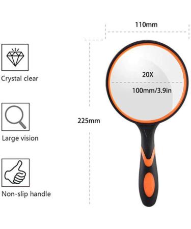 Professional 20x Handheld Reading Magnifier - 100mm Large Magnifying Lens with Soft Handle for Book Newspaper Reading Insect and Hobby Observation Classroom Full of Stars - Buy Online on GoSupps.com