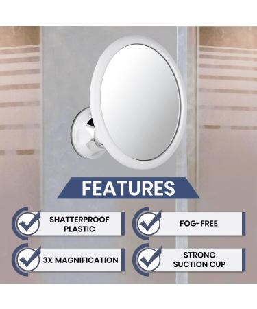 Mirrorvana 3X Magnifying Round Shower Mirror with Strong Suction Cup - Fogless Shaving, Shatterproof, 360 Swivel - 6.7 Diameter - Buy Online on GoSupps.com