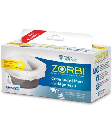 Zorbi Commode Liner Bags with Super Absorbent Pads White 12 Count - Buy Online on GoSupps.com