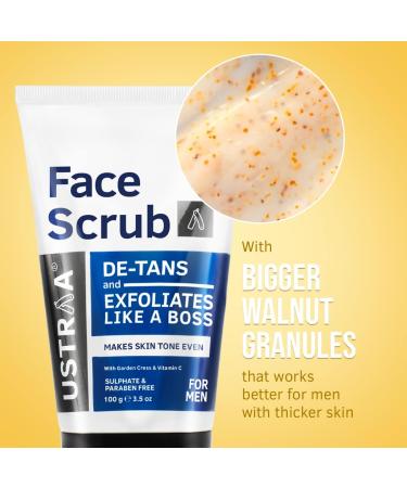 De-Tan Face Scrub for Men - 100g Exfoliation with Walnut Granules | Sulphate & Paraben Free - Buy Online on GoSupps.com