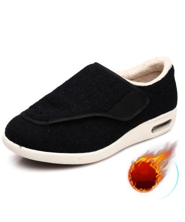 TDHLW Men's Women's Diabetic Edema Shoes Extra Wide Orthopedic Rehabilitation Shoes Lightweight Breathable Adjustable Closure Walking Senior Sneakers for Diabetic Comfort Slippers Black 47