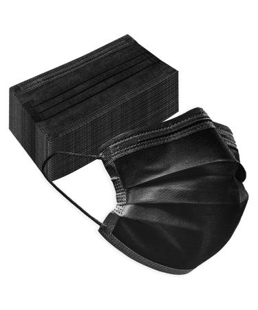 50 PCS Black Disposable Face Masks 3-Ply Filter Earloop Mouth Cover, Face Mask Comfortable,disposable