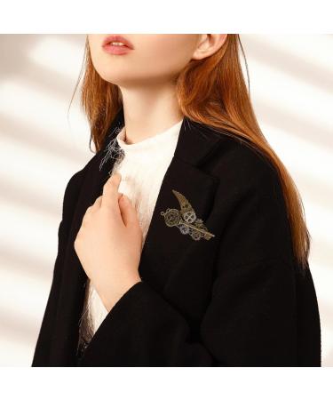 Limtula 2in1 Medieval Lapel Pin/Hair Clip for Girl Adult Hair Costume Decors Steampunk Wing Gear Key Shape Lapel Pin Hair Pin Gold - Buy Online on GoSupps.com