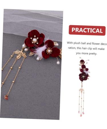 Beaupretty Plush Ball Hairpin antique ball clip barrettes for women clip for women ornaments for women flower headpiece for women Miss side clip classical Hanfu Hair Accessories - Buy Online on GoSupps.com