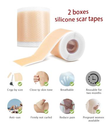 Buy Silicone Scar Sheets - 2 Boxes (1.6 x 60 Roll) for Effective Scar Removal | Reusable Silicone Scar Tape for All Types of Scars - International Shipping Available - Buy Online on GoSupps.com