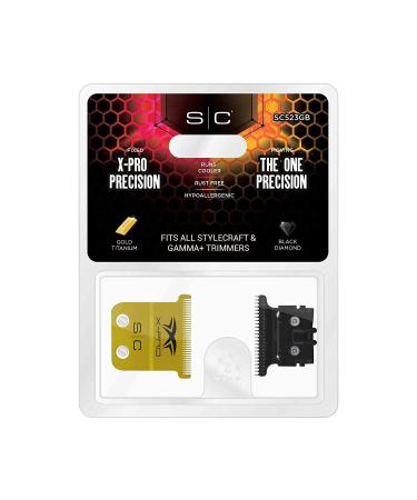 StyleCraft X-Pro Precision Gold Titanium Trimmer Blade Set - Replacement Fixed Blade with Black Diamond Carbon DLC - One Precision Deep Tooth Cutter - Buy Online on GoSupps.com