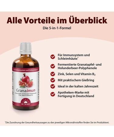 Grananun by Dr. Jacobs 100ml - Zinc Selenium & Vitamin B2 for Immune Support Cell Protection & Mucous Membranes - 33 Portions - Buy Online on GoSupps.com