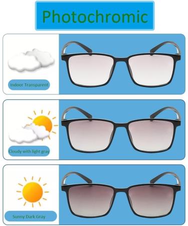 Photochromic Bifocal Reading Glasses - UV Protection for Men & Women Reduce Eye Strain - 1.5x Black - Buy Online on GoSupps.com