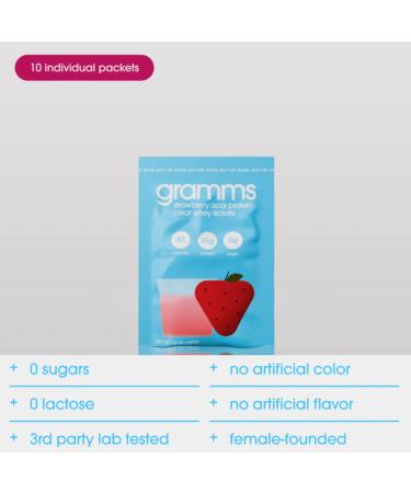 GRAMMS Clear Protein Powder Packets 20G Protein for Women & Men | Lactose Free Grass-Fed Whey Isolate Gluten Free Zero Sugar Gut Friendly Non-Bloating (Strawberry Acai-10 Servings) - Buy Online on GoSupps.com