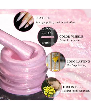 MIZHSE Pink Shimmer Pearl Gel Nail Polish with Shell Thread - 10 x 1 Soak Off UV LED - Y007 - Buy Online on GoSupps.com