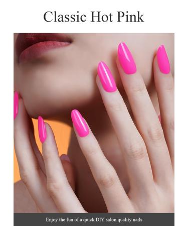 Buy Semi Cured Gel Nail Strips - Classic Hot Pink | 20 PCS Gel Nail Stickers | Salon Quality & Easy to Use | UV Light Required - Buy Online on GoSupps.com