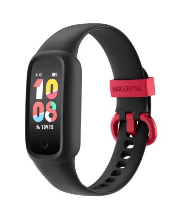 BIGGERFIVE Vigor 2 L Kids Fitness Tracker Watch for Boys Girls Ages 5-15 IP68 Waterproof Activity Tracker Pedometer Heart Rate Sleep Monitor Calorie Step Counter Watch Black