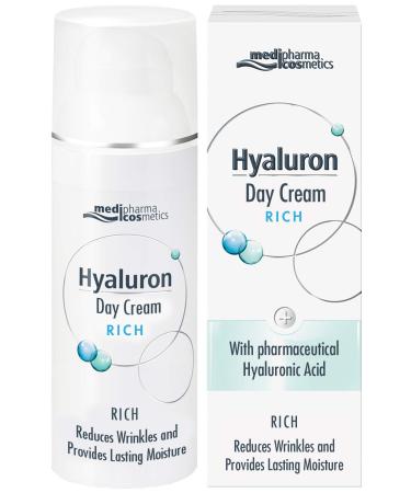 Medipharma Cosmetics Hyaluronic Rich Day Care Face Cream - Refreshing Moisturizer for Face Neck & Cleavage - Anti-Wrinkle Cream Perfect for Dry and Sensitive Skin - 50 ml